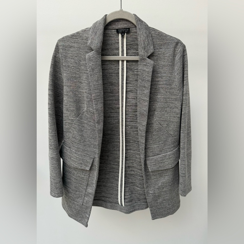 Topshop Open Front Blazer in Heather Gray, Size US 4